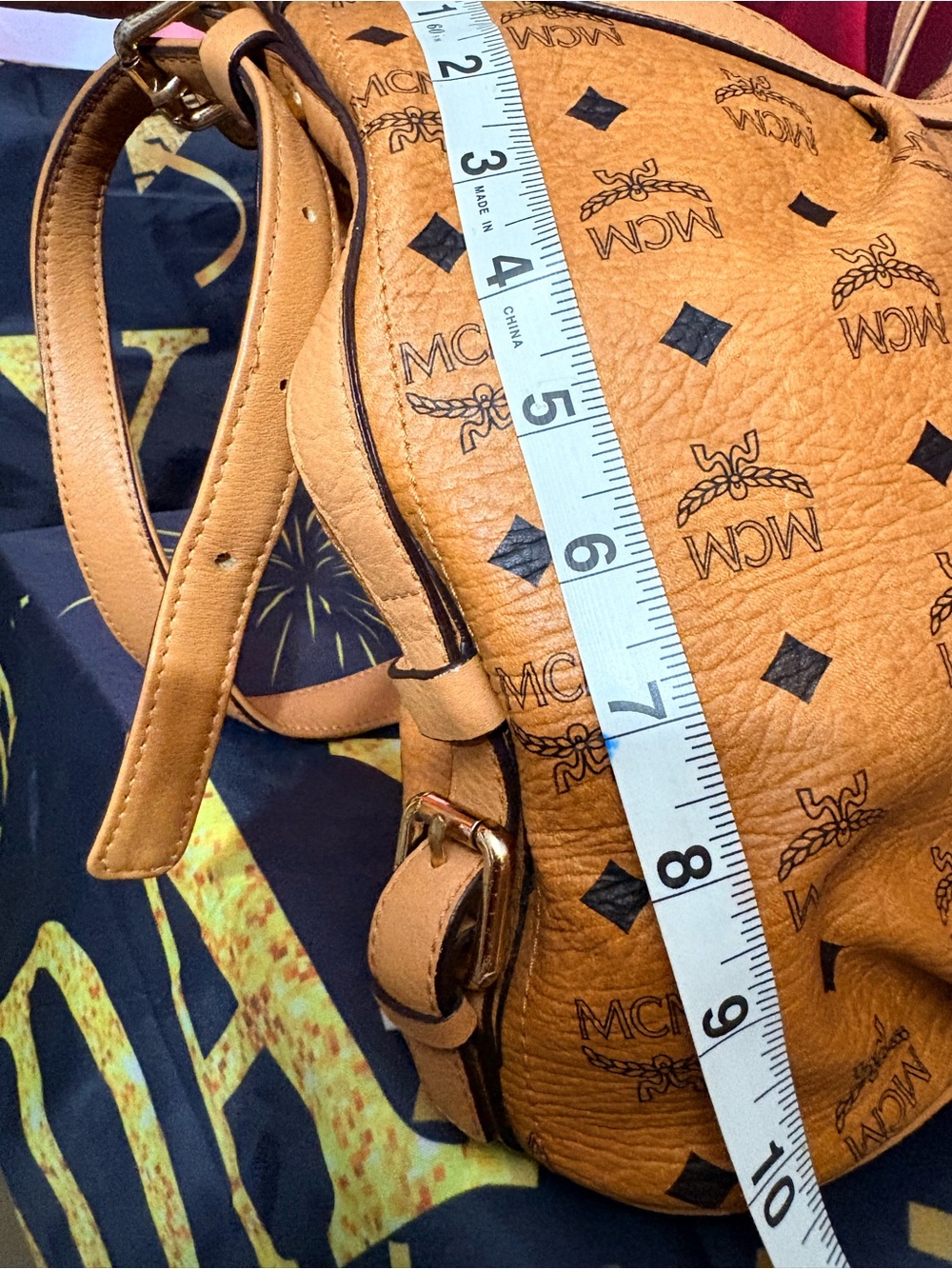 MCM Cognac Visetos Logo Hobo Shoulder Bag - Picture 8 of 12